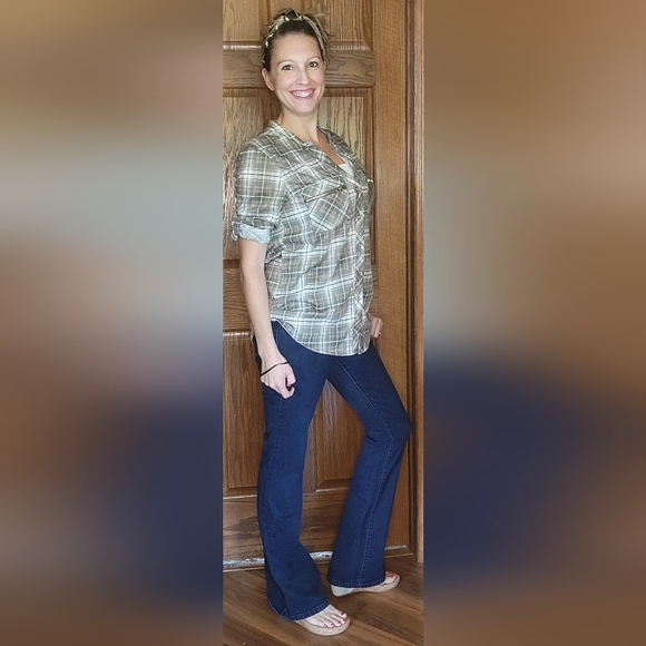 Henry & Belle Micro Flare Size 28 GUC Stretchy Dark Blue Wash Jeans - Picture 16 of 17